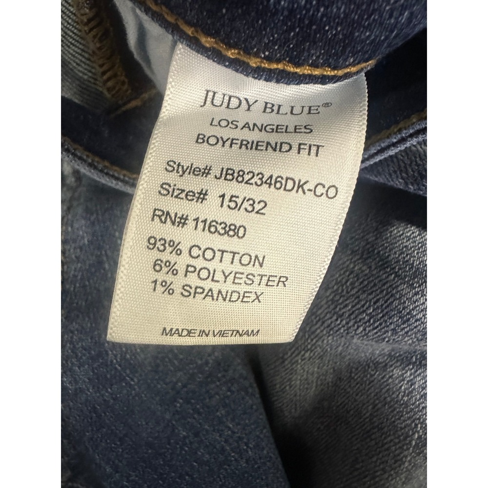 Judy Blue Billie Bleach Splash Boyfriend Jeans Blue High Rise Plus Size 15 / 32 - Picture 9 of 15